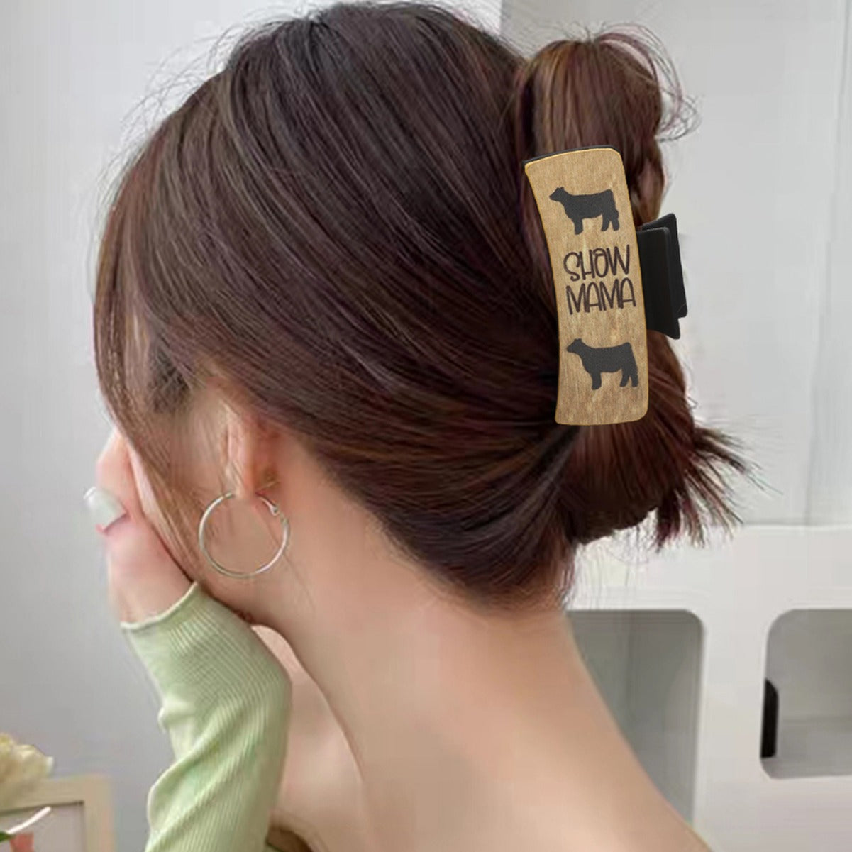 Wholesale Western Style West Highland Cow Chicken Leather Hair Clip Shark Clip Combination
